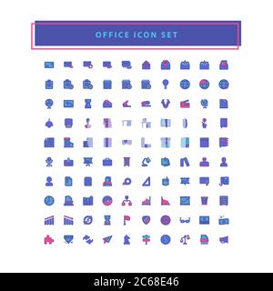 les icônes office définissent le vecteur avec un style de contour plein Illustration de Vecteur