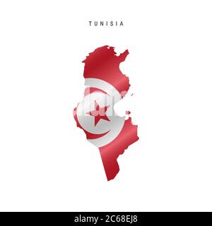 Carte détaillée du drapeau de la Tunisie. Carte vectorielle avec indicateur masqué. Illustration de Vecteur