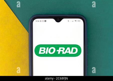 Brésil. 22 juin 2020. Sur cette photo, le logo Bio-Rad Laboratories affiché sur un smartphone. Crédit : Rafael Henrique/SOPA Images/ZUMA Wire/Alay Live News Banque D'Images