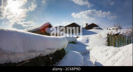 Mudanjiang siège au nord-est du village de neige Banque D'Images