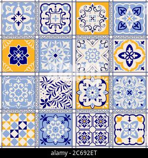 Patchwork coloré sans couture dans le style turc. Arrière-plan dessiné à la main. Mosaïque azulejos. Motif Islam, arabe, Indien, pouf. Illustration de Vecteur