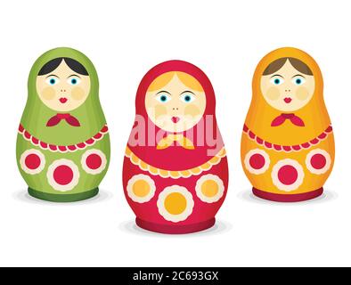 Poupées russes Matrioshka. Style plat Illustration de Vecteur