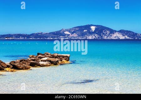 Plage de Limni Keriou, île de Zakynthos, Grèce Banque D'Images