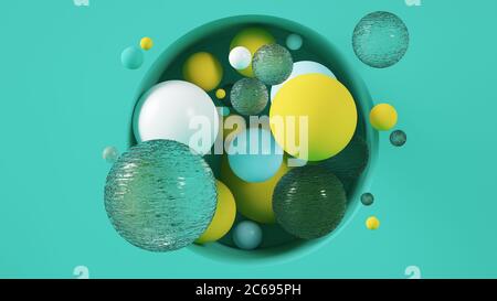 Illustration abstraite de rendu 3D avec boules colorées Banque D'Images