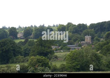 Bourton sur la colline, vue depuis le parc Batsford Banque D'Images