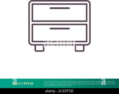 Tiroir intérieur de l'armoire icône modèle de logo vectoriel Illustration Design. EPS vectoriel modifiable 10. Illustration de Vecteur