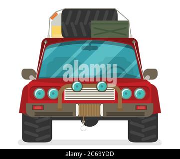 Vue avant de la voiture. Véhicule tout-terrain isolé sur fond blanc. Illustration de Vecteur
