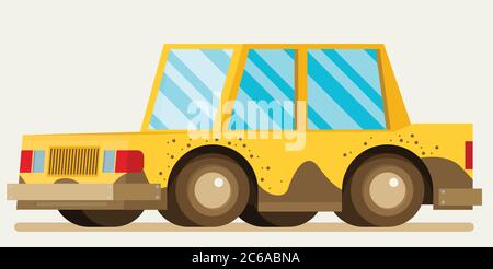 Bandeau de toile de lavage de voiture de style plat. Illustration vectorielle avec voiture Illustration de Vecteur