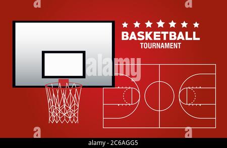 affiche sport basket-ball avec motif vectoriel de tableau de basket-ball Illustration de Vecteur