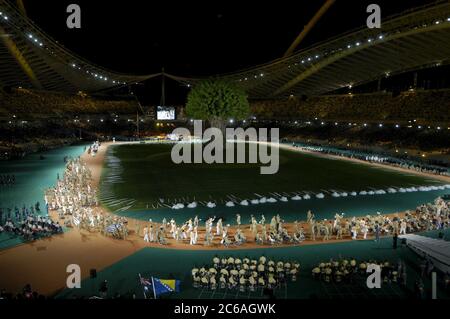 Athènes, Grèce 17SEP04 : cérémonie d'ouverture des Jeux paralympiques d'Athènes de 2004 au stade olympique. ©Bob Daemmrich Banque D'Images