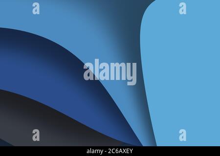 La couche de papier des vagues bleues se superpose à l'espace pour la conception du fond du texte et du message Banque D'Images