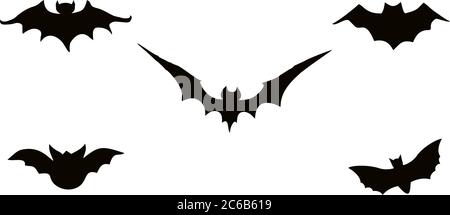 Ensemble de battes d'halloween. Vecteur. Convient pour l'impression Illustration de Vecteur