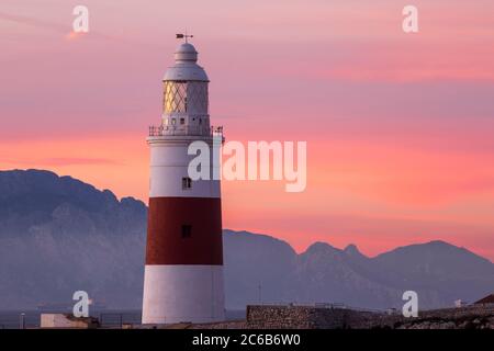 Phare d'Europa point, Gibraltar, Méditerranée, Europe Banque D'Images