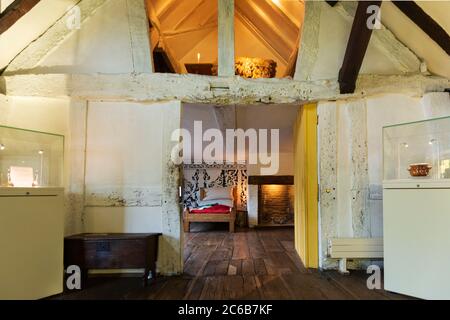 Chambre et étage supérieur intérieur de la maison de William Shakespeare, Stratford-upon-Avon, Warwickshire, Angleterre, Royaume-Uni, Europe Banque D'Images