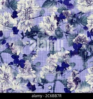 Joli fond de texture marguerites foncé. Motif fleuri réaliste et varié sans couture. Imprimé fleuri bleu indigo à grande échelle. Élégant Banque D'Images