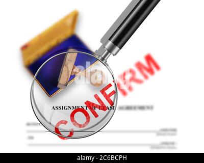 Attribution du bail - confirmation effectuée dans le logiciel 2d Banque D'Images