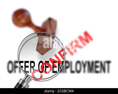 Offre d'emploi - confirmation faite dans le logiciel 2d Banque D'Images