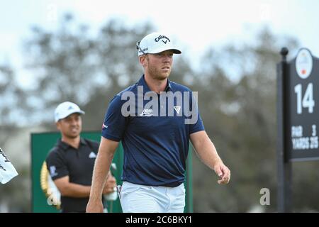 Talor Gooch en compétition lors de la finale de l'invitation d'Arnold Palmer en 2020 au Bay Hill Club à Orlando, en Floride, le 8 mars 2020. Crédit photo: Mar Banque D'Images