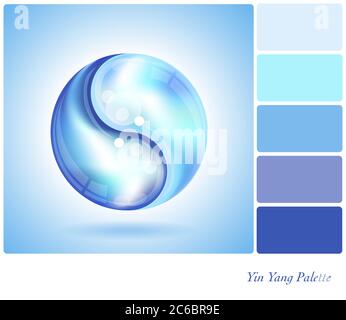 Deux gouttes d'eau formant la forme d'un Yin Yang. Dans une palette de couleurs avec des nuances de couleurs gratuites. Format vectoriel EPS10. Illustration de Vecteur