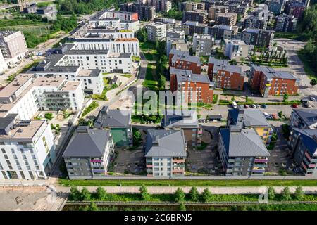 Vue aérienne du quartier résidentiel de Suurpelto à Espoo, Finlande. Banque D'Images