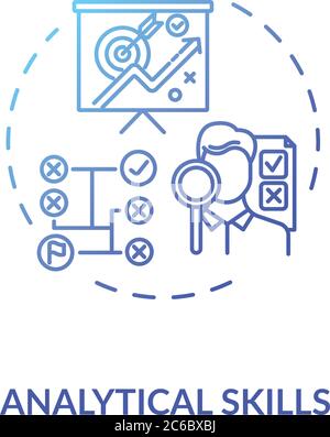 Icône de concept de compétence analytique. Bon avocat et homme d'affaires. Illustration de l'idée de la capacité d'analyse des informations. Vecteur isolé Illustration de Vecteur