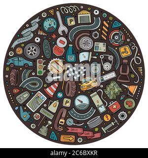 Ensemble vectoriel d'objets de dessin animé automobile Illustration de Vecteur