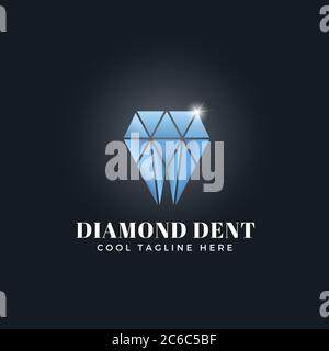 Concept abstrait Dent de diamant. Logo, signature ou modèle de logo vectoriel. Symbole brillant brillant en forme de dent. Illustration de Vecteur