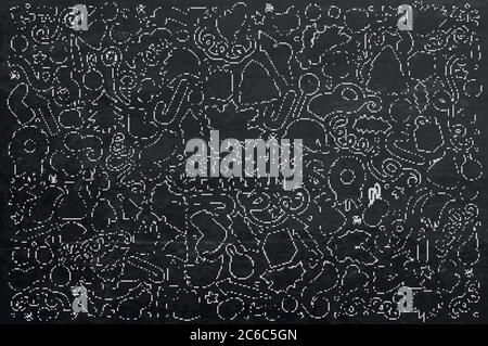 Tableau noir vecteur Doodle dessin animé à la main ensemble d'objets de Noël Illustration de Vecteur