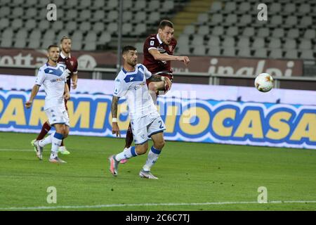 Turin, Italie. 8 juillet 2020. Turin, Italie, 08 Juil 2020, 09 Andrea Belotti (Turin) pendant Torino vs Brescia - italien Serie A football Match - Credit: LM/Claudio Benedetto Credit: Claudio Benedetto/LPS/ZUMA Wire/Alamy Live News Banque D'Images