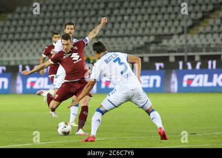 Turin, Italie. 8 juillet 2020. Turin, Italie, 08 Juil 2020, 09 Andrea Belotti (Turin) pendant Torino vs Brescia - italien Serie A football Match - Credit: LM/Claudio Benedetto Credit: Claudio Benedetto/LPS/ZUMA Wire/Alamy Live News Banque D'Images