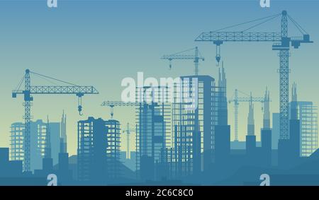 Illustration de la bannière des bâtiments en cours de construction. Illustration de Vecteur