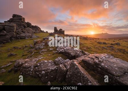 Hound Tor, Dartmoor, Devon, royaume-uni Banque D'Images