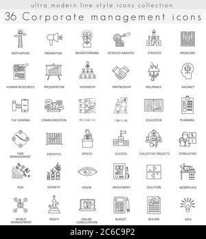 Vector Corporate Management icônes de ligne de contour ultra-modernes pour le Web et les applications Illustration de Vecteur