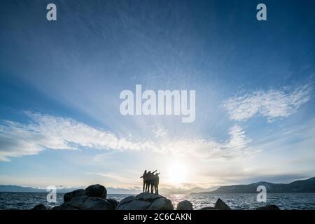 Christina Volken, Aurielle Eyer, Darush Badgett et Kaya Lampe, South Lake Tahoe, Californie Banque D'Images