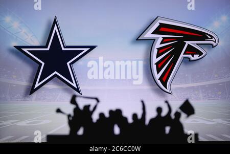 Dallas Cowboys vs. San Francisco 49ers. NFL match poster. Two american  football players silhouette facing each other on the field. Clubs logo in  backg Stock Photo - Alamy