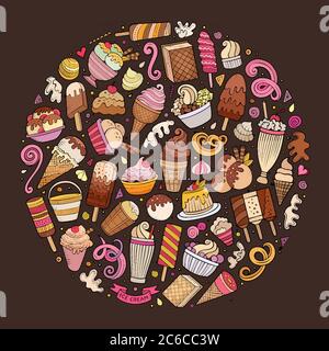 Ensemble de dessins animés de glace de crème glacée objets Illustration de Vecteur