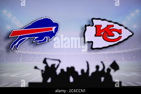 Buffalo Bills vs. Kansas City Chiefs. NFL match poster. Two american  football players silhouette facing each other on the field. Clubs logo in  backgro Stock Photo - Alamy