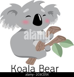 Koala mignon ours en vecteur. Illustration enfant, un animal australien, assis. Illustration de Vecteur