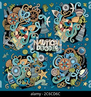 Ensemble de motifs marins et marins Illustration de Vecteur