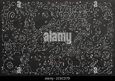 Ensemble de dessins animés Vector Doodle objets nautiques et symboles Illustration de Vecteur