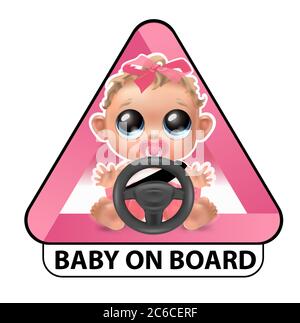 Étiquette de voiture de bébé fille à bord Illustration de Vecteur