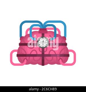 Cerveau en métal. Anatomie humaine du robot. Organe artificiel. L'avenir de la cybernétique. Organes internes robotisés. Système d'organes de l'oesophage de Cyborg de fer corps Illustration de Vecteur