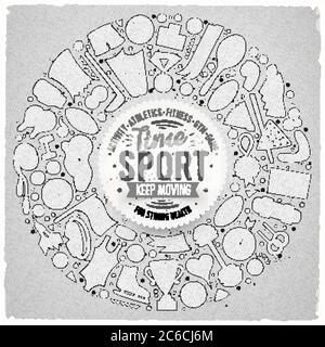 Ensemble de dessins animés vectoriels d'objets de dessin animé sport Illustration de Vecteur