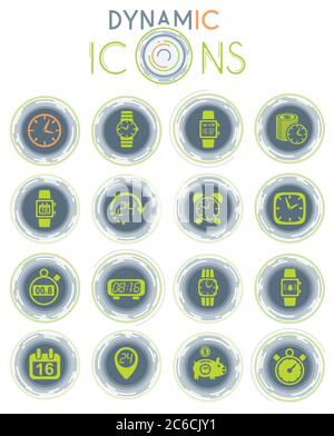 icônes dynamiques de temps Illustration de Vecteur