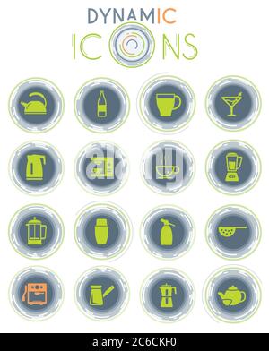 Ustensiles pour la préparation de boissons icons Illustration de Vecteur