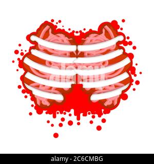 Plaie thoracique. Côtes et sang. Illustration vectorielle Illustration de Vecteur