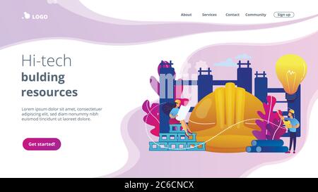 Page d'accueil du concept de matériaux de construction innovants. Illustration de Vecteur