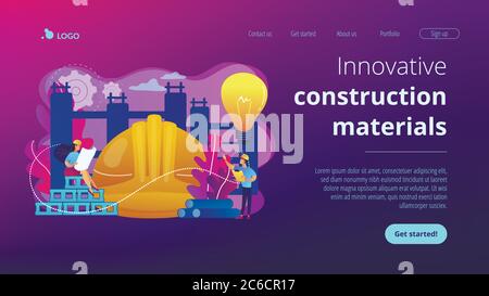 Page d'accueil du concept de matériaux de construction innovants. Illustration de Vecteur