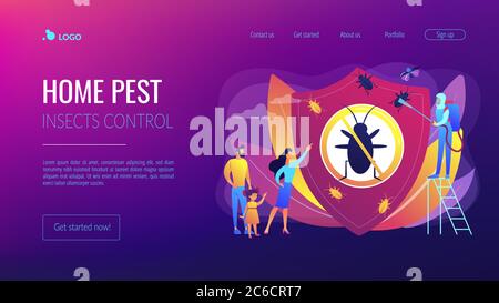 Page d'accueil de concept de lutte contre les insectes nuisibles Illustration de Vecteur
