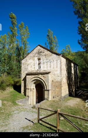 Église San Adrian de Sasabe à Borau, province de Huesca, Pyrénées, Aragon en Espagne. Banque D'Images